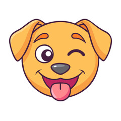 Illustration of a cute dog puppy pet animal with tongue out winking face emoji vector graphic art