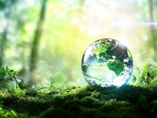 Earth nestled in a lush forest