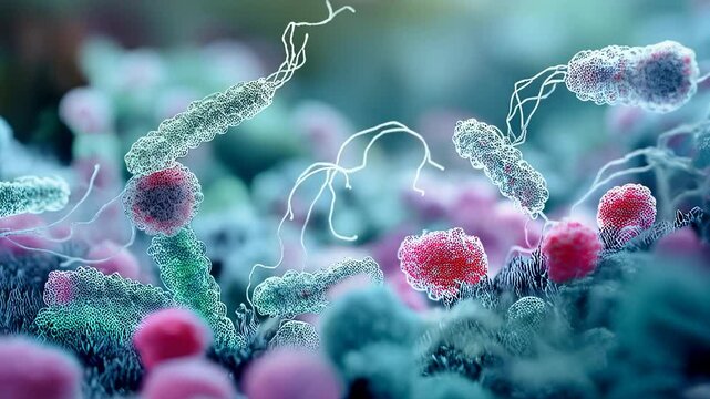 Microscopic View of Bacteria and Microbes