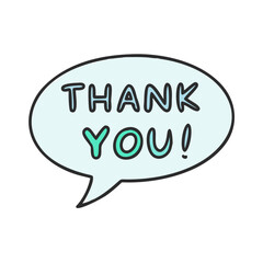 Thank you message in speech bubble vector illustration for appreciation and gratitude card design