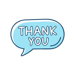Thank you message in blue speech bubble vector graphic for appreciation and gratitude design