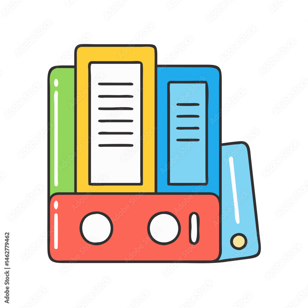 Poster colorful office folders file document organization archive record keeping data management system
