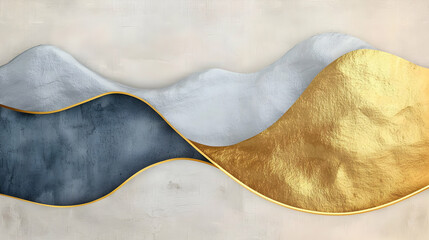 Abstract Gold And Gray Wave Design On Concrete Background