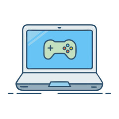 Laptop gaming vector illustration for online games and esports tournaments with gamepad controller design