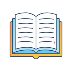 Open book illustration for education reading learning knowledge and study resources concept
