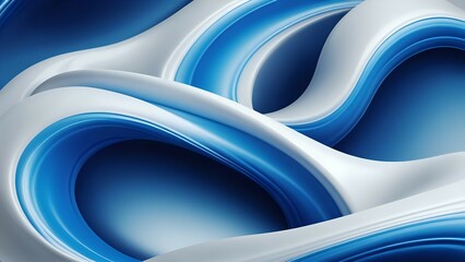 Abstract fluid background with swirling sapphire blue and pearl white, smooth flowing curves and elegant motion effect.