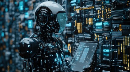 AI-Powered Autonomous Robotic System Analyzing Data