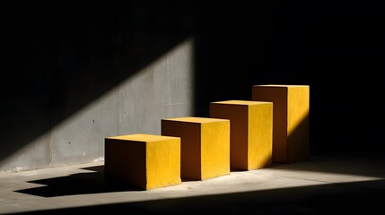 Sunbeam Yellow Cubes Stacked The Weight of Light Abstract Geometric Forms Modern Art Sculpture Visual Composition Artistic Arrangement Unique Design Concept
