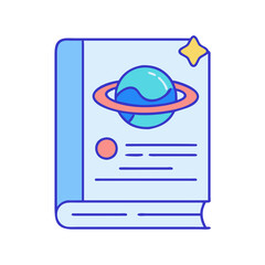 Explore the universe book cover design with planet and star for education and learning