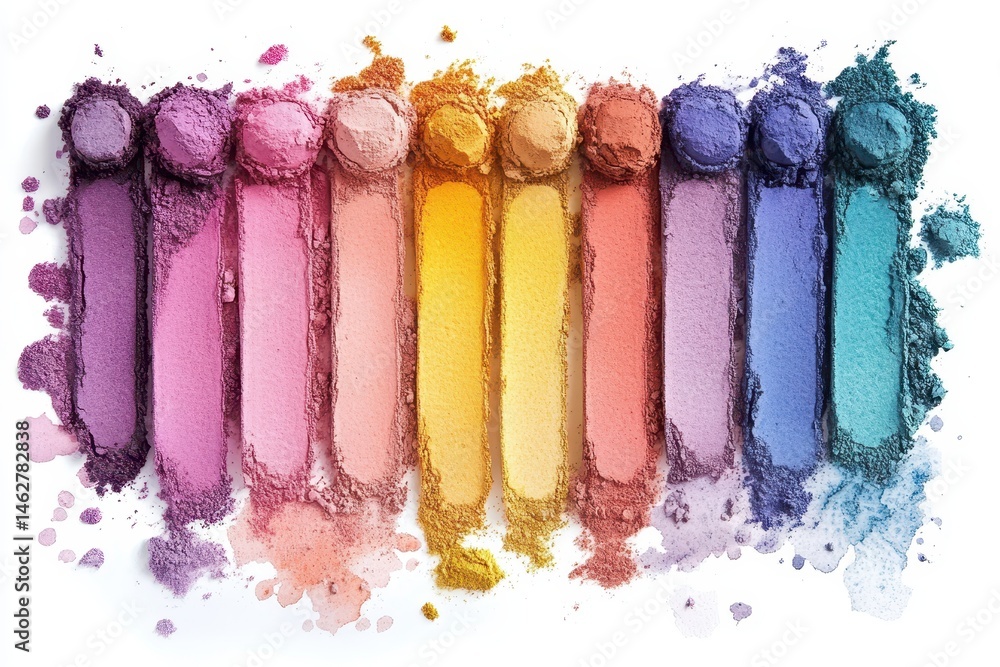 Poster colorful streaks of paint create an artistic display of vibrant hues along a white background in a c