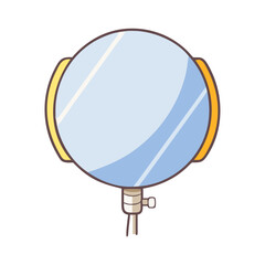Cartoon round makeup mirror with stand vector illustration for beauty and personal care items