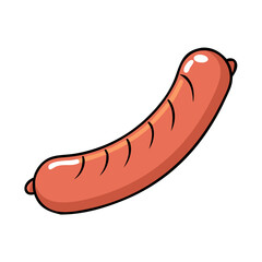 Isolated cartoon sausage drawing vector illustration of delicious grilled sausage for food design