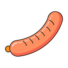 Cartoon sausage illustration for bbq grilling food concept featuring delicious meat product isolated