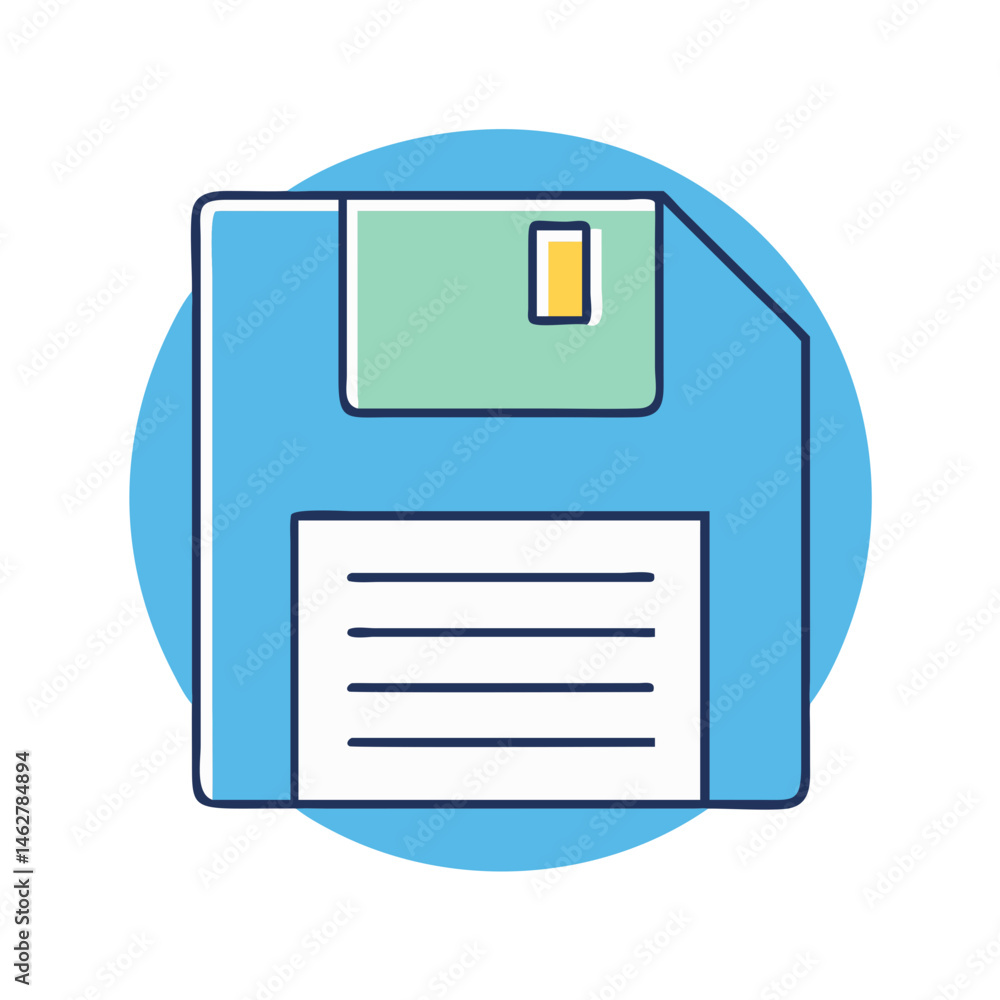 Poster floppy disk vector illustration for data storage and computer technology retro design element icon