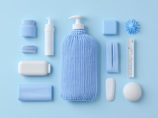 Pastel Blue Cleaning Supplies Arrnagement