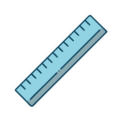 Illustration of a blue ruler for measuring length in inches or centimeters for school use