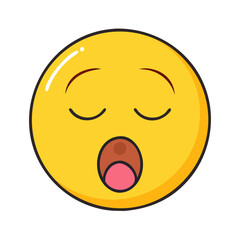 Yawning face emoji vector illustration for social media expression and communication design needs