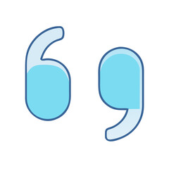 Cartoon quotation mark vector illustration, speech bubble graphic, quote symbol design element