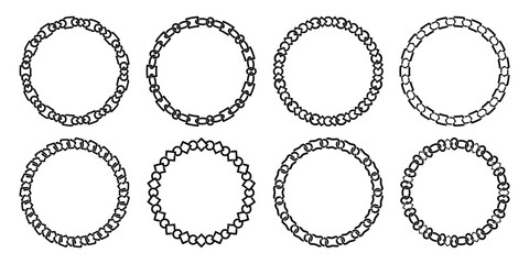 Round chain frame vector, Circle shape chain border, Circle vector set