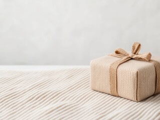 Beige Gift Box on Woven Fabric