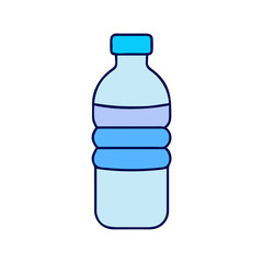 Isolated water bottle with blue cap and design for hydration and healthy lifestyle concept