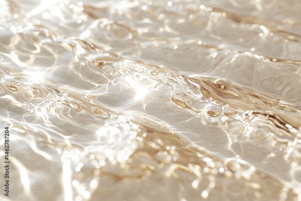 Poster Fluid golden waves create an abstract art piece reflecting light in a modern indoor setting during daylight hours