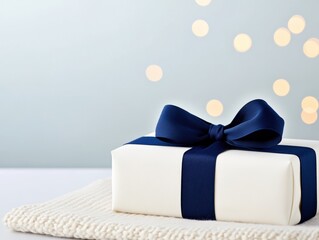 Gift Box with Blue Ribbon