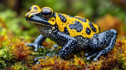 Obraz premium Colorful frog rainforest moss vibrant closeup nature