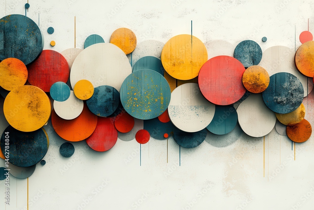 Leinwandbilder vibrant abstract mural showcasing geometric shapes and dynamic colors in an urban setting during day