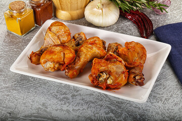 Raw marinated chicken drumstick for cooking