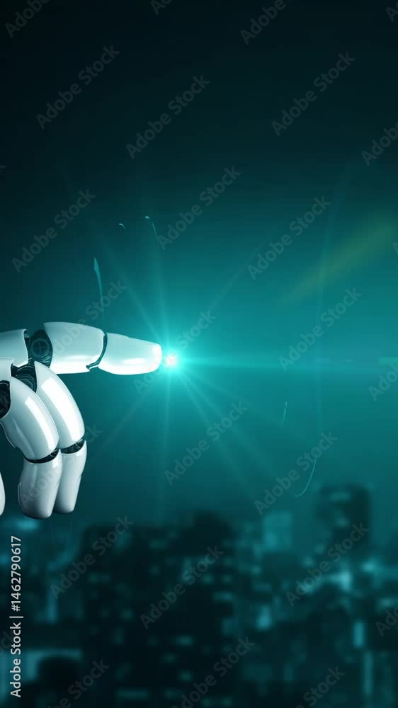 Poster futuristic robot artificial intelligence enlightening ai technology development and machine learning