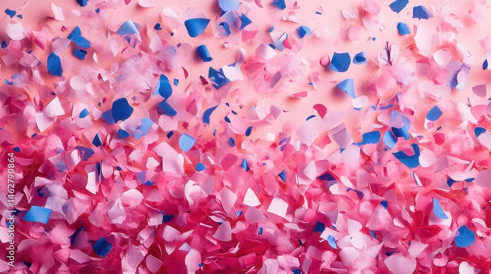 Poster Colorful confetti spread across a white surface creating a vibrant and festive atmosphere during a celebration or event