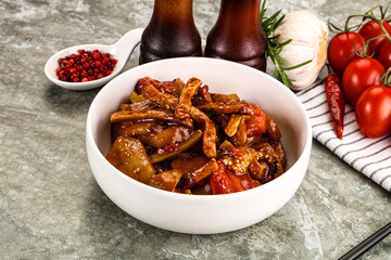 Asian cuisine pork in oyster sauce
