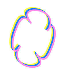 Vivid Festive Bright Retro Border Icon. Bright Vibrant Positive Disco Frame Canvas. Pink and yellow Outline Line Curve Wavy Abstract Shape Decoration Isolated on Background