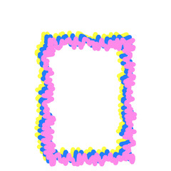 Vivid Festive Bright Retro Border Icon. Bright Vibrant Positive Disco Frame Canvas. Pink and yellow Outline Line Curve Wavy Abstract Shape Decoration Isolated on Background