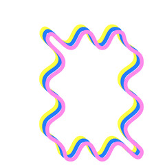Vivid Festive Bright Retro Border Icon. Bright Vibrant Positive Disco Frame Canvas. Pink and yellow Outline Line Curve Wavy Abstract Shape Decoration Isolated on Background