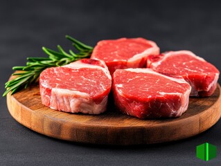Fresh beef cuts on a wooden board