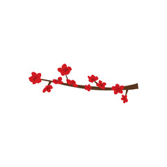 Red plum blossom tree. Vector illustration 