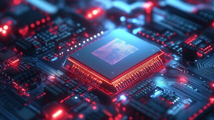 Fototapeta premium High-tech AI Processor Chip with Circuit Details