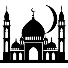 Muslim Mosque Silhouette with Islamic symbol