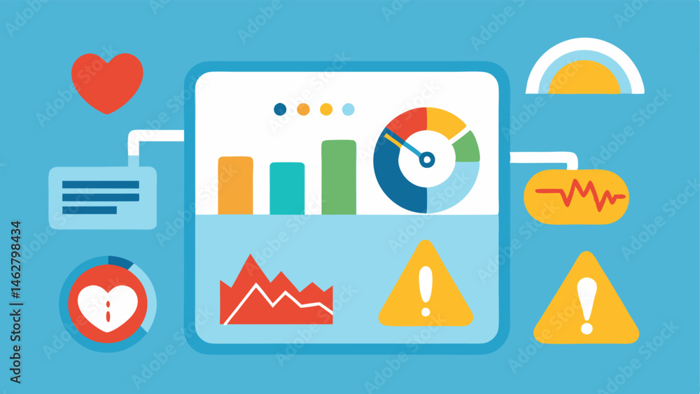 Poster health metric alerts a notification area with alerts showing worrisome health metrics like high chol