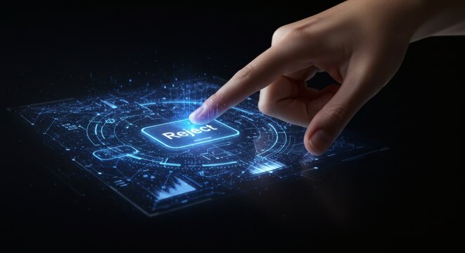 Reject Button: Futuristic Digital Touch - Powered by Adobe