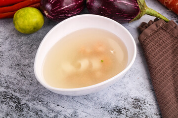 Light seafood soup with prawns