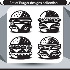 Grill style burger silhouette vector for catering promotions