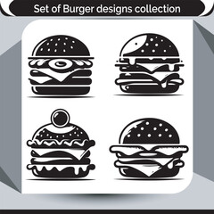 Grill style burger silhouette vector for catering promotions