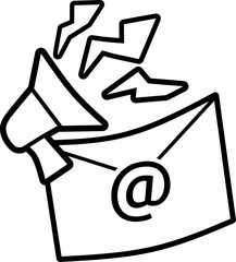 Newsletter email icon with megaphone. Reaching online audience with email marketing campaign, newsletter subscription, sending marketing message via email. Digital email marketing strategy.