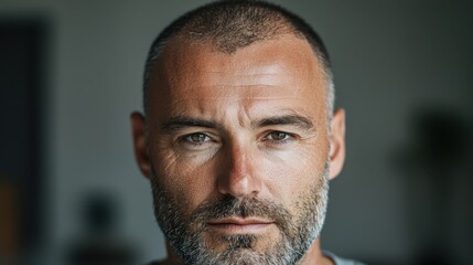 Fototapeta premium A man with a shaved head and a beard