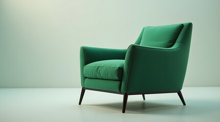 Fototapeta premium A modern green armchair with a sleek design, perfect for adding a pop of color to any contemporary interior.