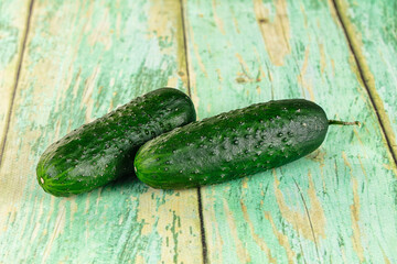 Ripe green raw two cucumbers