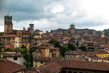 Skyline of Bergamo Alta town in Lombardy